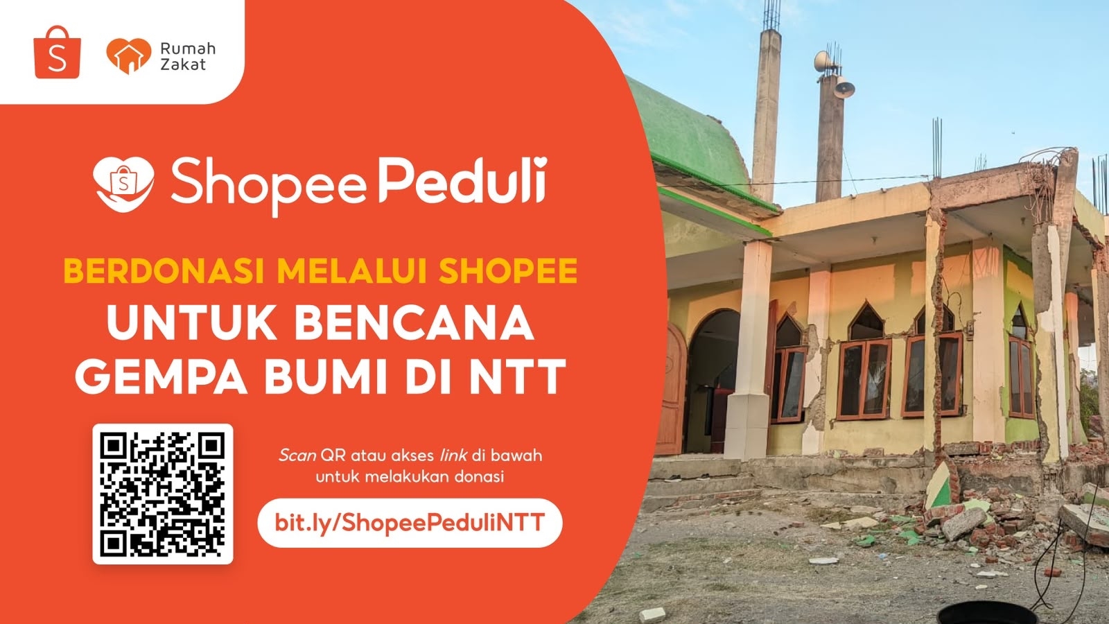 Shopee dan Rumah Zakat Kumpulkan Donasi hingga Rp150 Juta untuk Korban Gempa NTT
