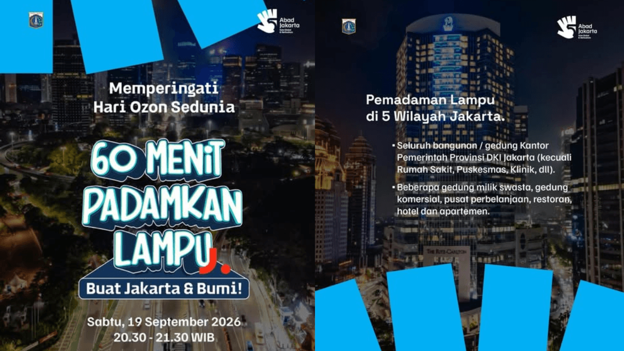 Pemadaman Lampu 60 Menit di Jakarta Kurangi Emisi Karbon 74,23 Ton