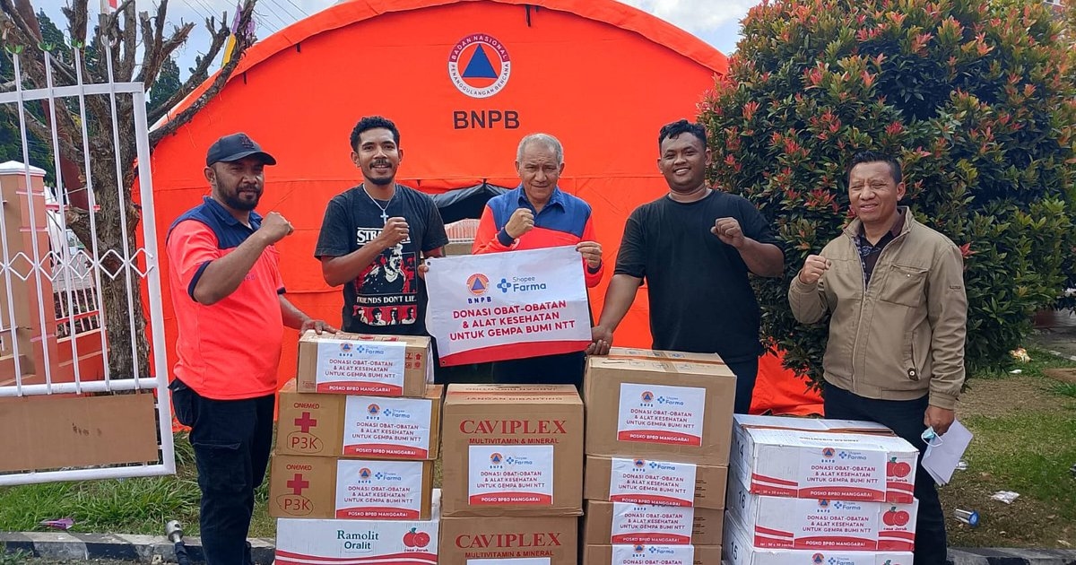 Shopee-BNPB Salurkan Bantuan Obat-obatan dan Alkes ke Posko Pengungsian di NTT