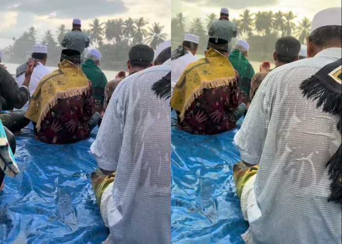 Salat Istisqo Di Jambi Langsung Diijabah, Jamaah Rela Hujan-hujanan Sambil Berdoa