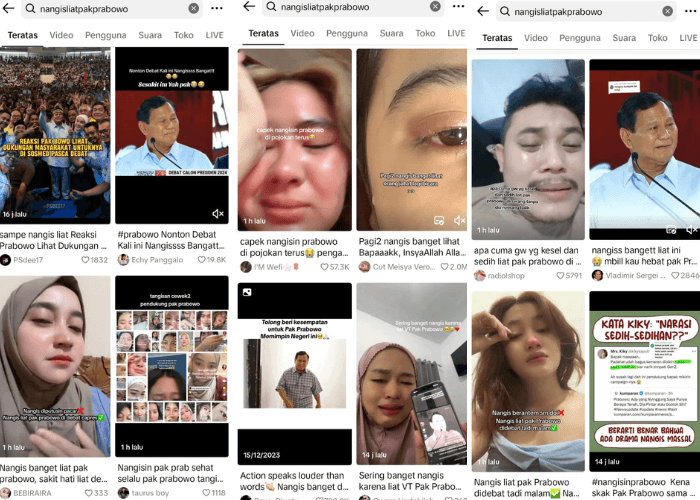 Viral Reaksi Warganet Menangisi Prabowo di Medsos Pascadebat Capres, Makin Hari Kian Bertambah