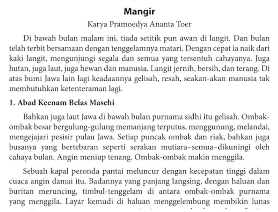 Kunci Jawaban Bahasa Indonesia Kelas 12 Halaman 51 Telaah Kutipan Novel Mangir Karya Pramoedya Ananta Toer