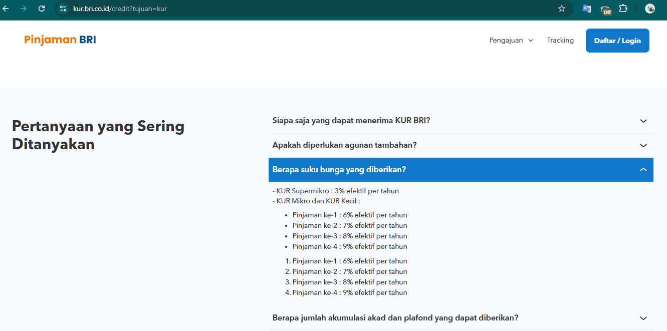 Simulasi Angsuran KUR BRI 2025