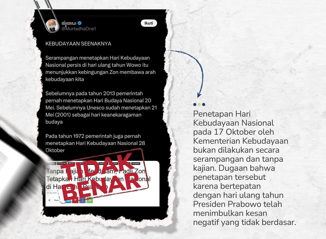 Bukan HUT Prabowo, Ini Alasan Sebenarnya Hari Kebudayaan Ditetapkan 17 Oktober