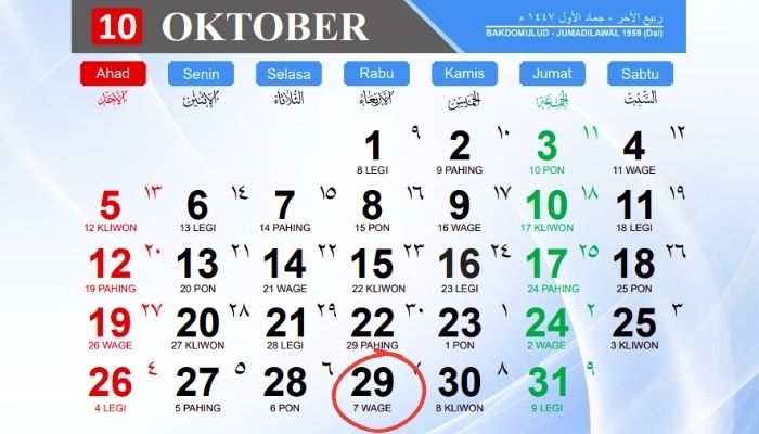 Kalender Jawa 29 Oktober 2025: Cek Weton Hari Ini Rabu Wage dan Maknanya
