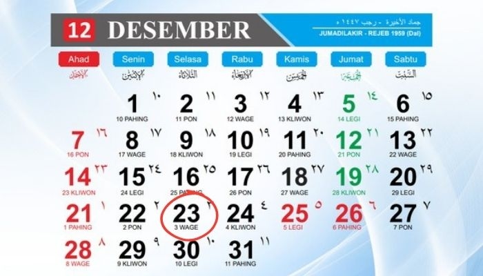 Kalender Jawa 23 Desember 2025: Cek Weton Hari Ini dan Wataknya Menurut Primbon Jawa