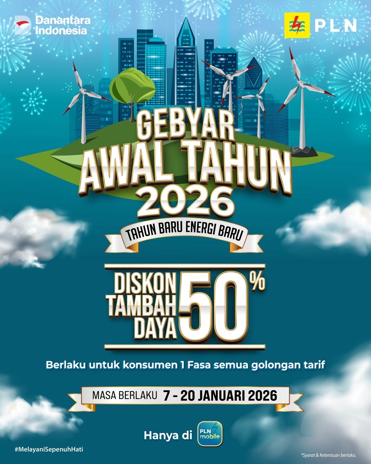 Gebyar Awal Tahun PLN, Ada Promo Tambah Daya Diskon 50 Persen