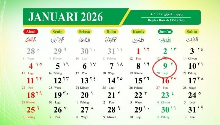 Kalender Jawa 9 Januari 2026: Cek Weton Jumat Legi, Wuku Marakeh, dan Wataknya