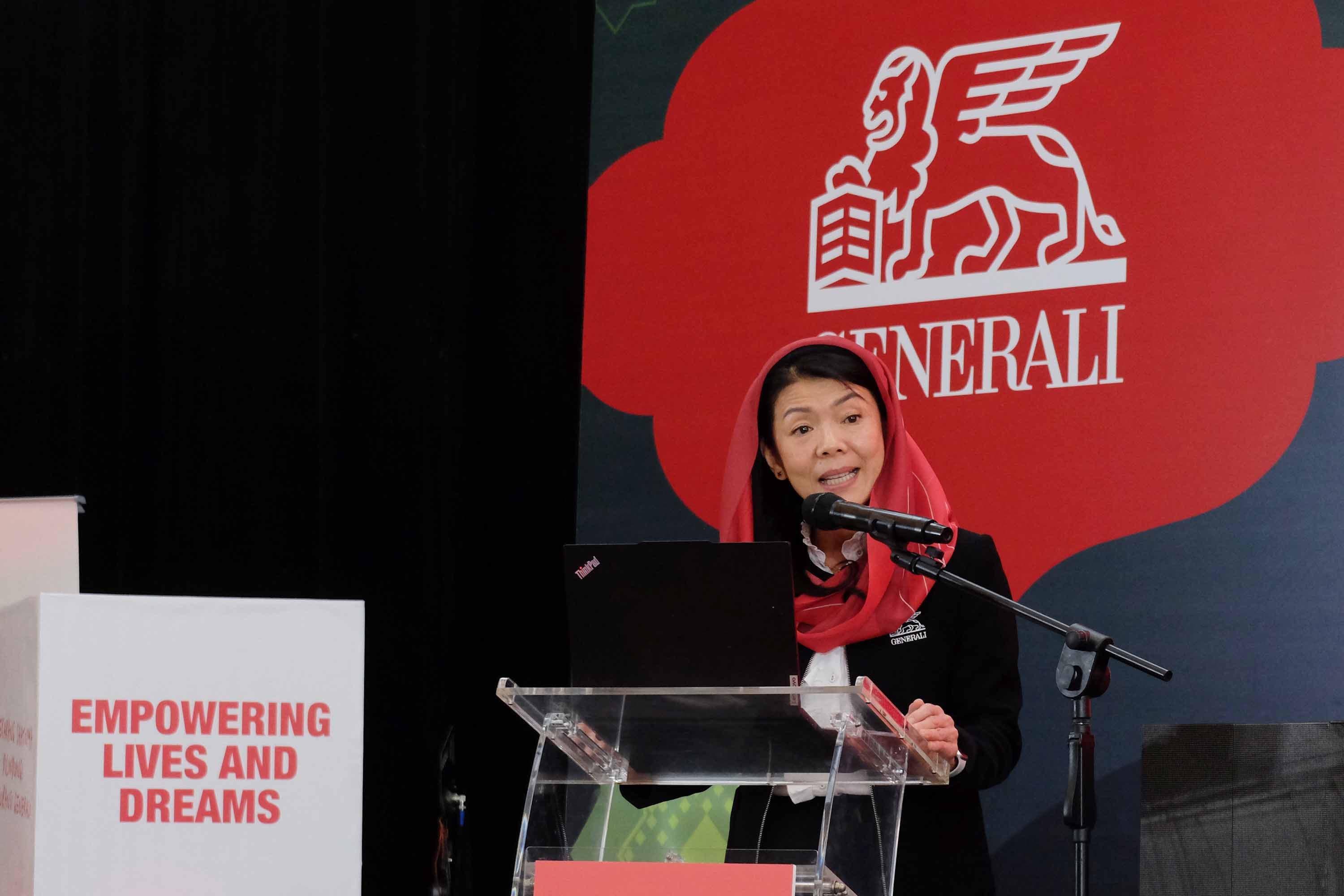 President Director and CEO, Generali Indonesia memberikan kata sambutan saat peluncuran produk GEN Syariah Perlindungan Aman pada hari ini, Jakarta, Selasa (3/3/2026)