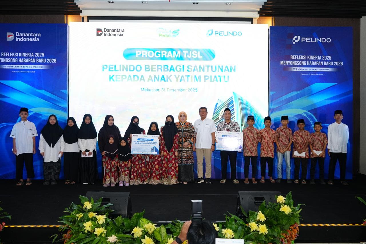 Tutup Tahun 2025, Pelindo Salurkan Santunan kepada 150 Anak Yatim di Makassar