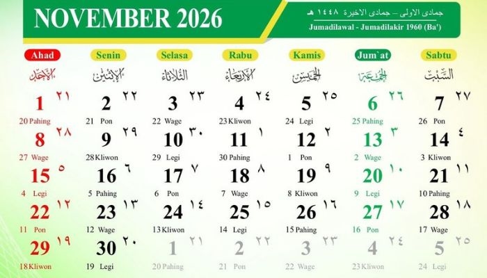 Tanggal Merah November 2026 dan Daftar Hari Penting Nasional, Cek di Sini!