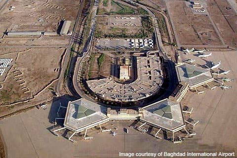 Roket Hantam Bandara Baghdad, Lima Orang Terluka