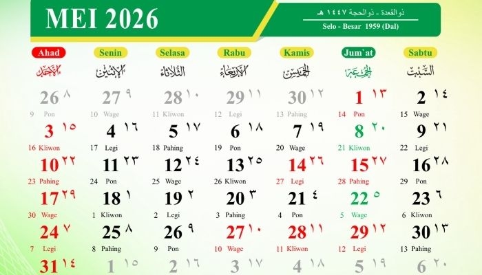 Kalender Jawa 25 Mei 2026: Senin Pahing Punya Watak Tegas dan Ambisius