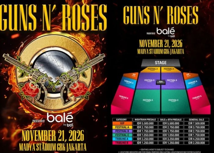 Link Pembelian Tiket Guns N' Roses Jakarta 2026 Nightrain Fan Club Presale, Klik di Sini