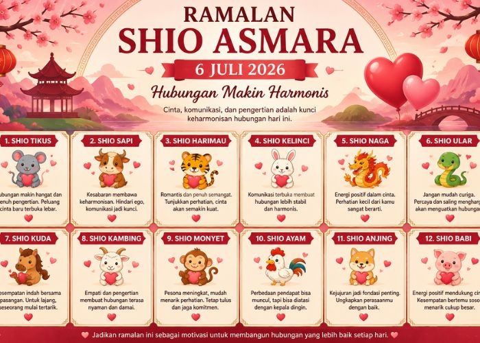 Ramalan Shio Asmara Hari Ini, 6 Juli 2026: Hubungan Makin Harmonis