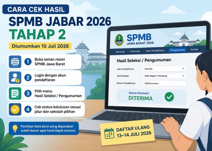 Cara Cek Hasil SPMB Jabar 2026 Tahap 2 yang Diumumkan Hari Ini
