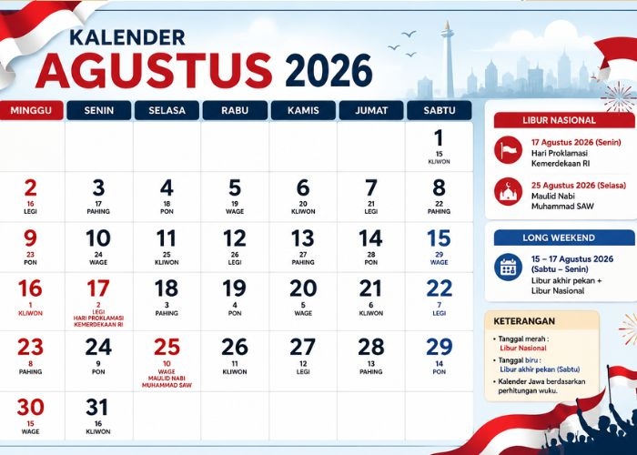 Libur Nasional Agustus 2026 Ada 2 Hari, Catat Tanggal Resminya dari Sekarang