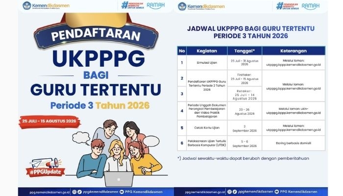 UKPPPG Guru Tertentu Periode 3 Tahun 2026 Dibuka, Cek Jadwal, Syarat, dan Link Daftarnya
