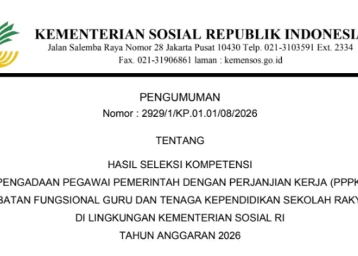 Link PDF Hasil Seleksi PPPK Sekolah Rakyat 2026, Lengkap dengan Cara Ceknya