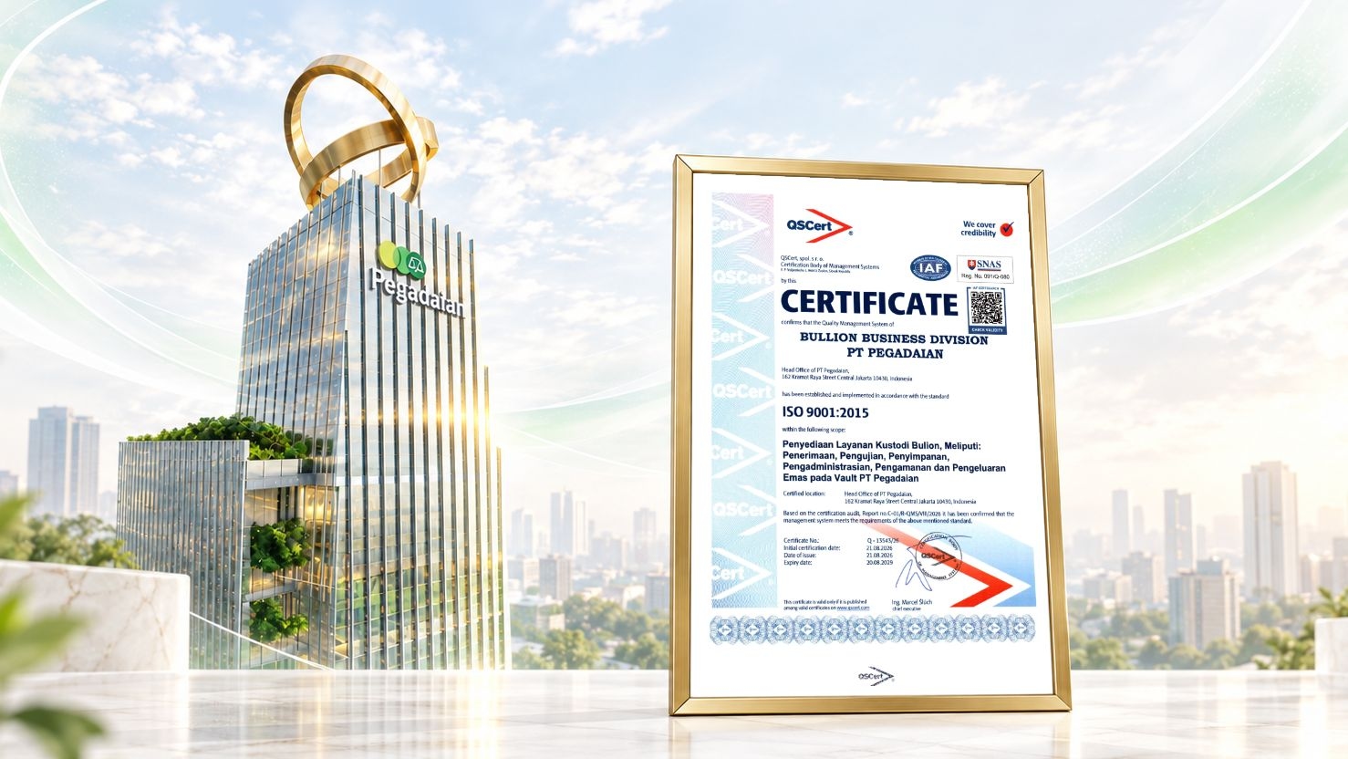 Pegadaian Raih Sertifikasi ISO 9001:2015 untuk Layanan Kustodi