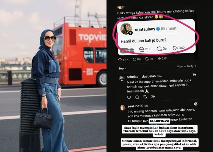 Erin Wartia Bantah Komentar soal Pernikahan Andre Taulany, Ingatkan Publik Cek Akun Resmi