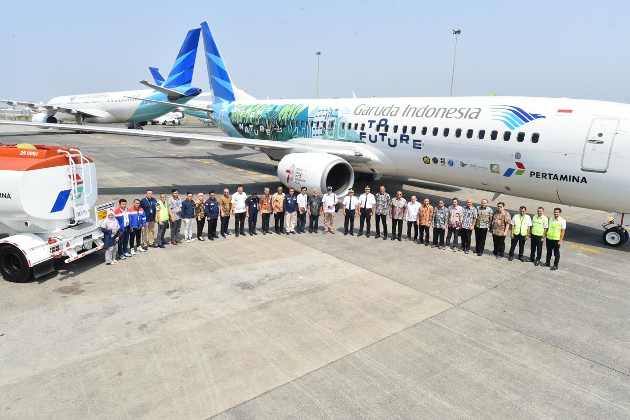 Sukses! Pertamina Dan Garuda Indonesia Lakukan Uji Terbang Pertama Pakai Sustainable Aviation Fuel Di Pesawat