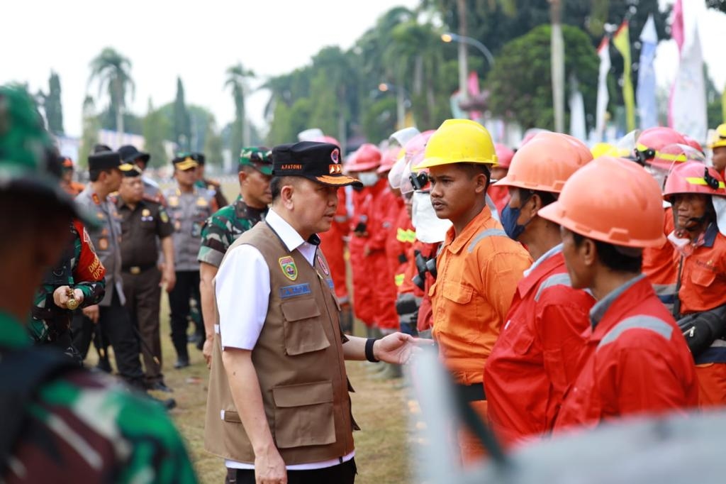 Pj Gubernur Sumsel Agus Fatoni Pimpin Apel Kesiapan Penanganan Karhutla, Minta Personel Ditambah