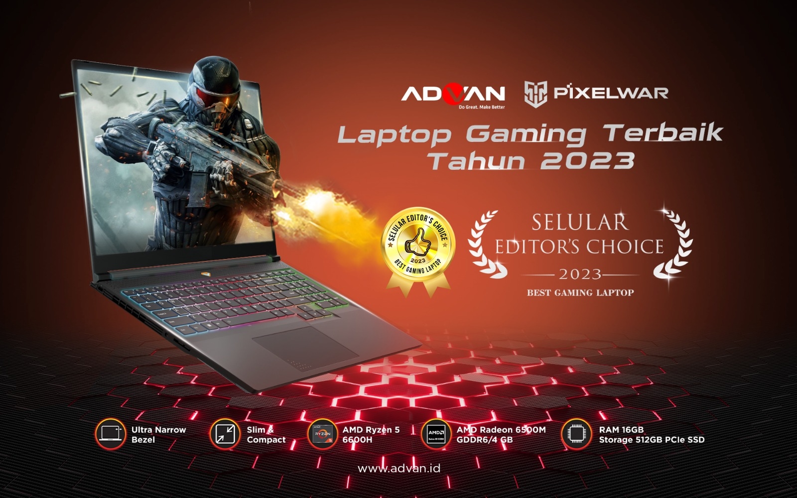 Laptop Advan Pixelwar dan Workplus Sabet 2 Award Sekaligus