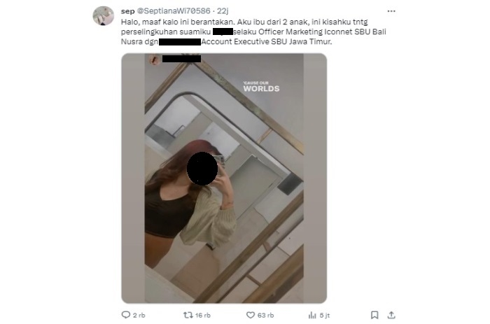 Viral Lagi di X, Curhatan Istri Sah Soal Dugaan Perselingkuhan Suaminya Sales Iconnet PLN dan Pelakornya yang Lebih Galak