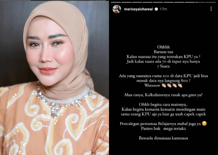 Heboh, Marissya Icha Protes Soal kecurangan Pemilu 2024: Jadi Kalau Suara Ada 70 Diinput Hanya 7 Suara!