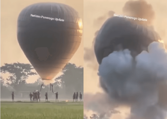Viral! Beredar Video Detik-detik Balon Udara Berisi Petasan Meledak di Ponorogo, Empat Remaja Luka-luka