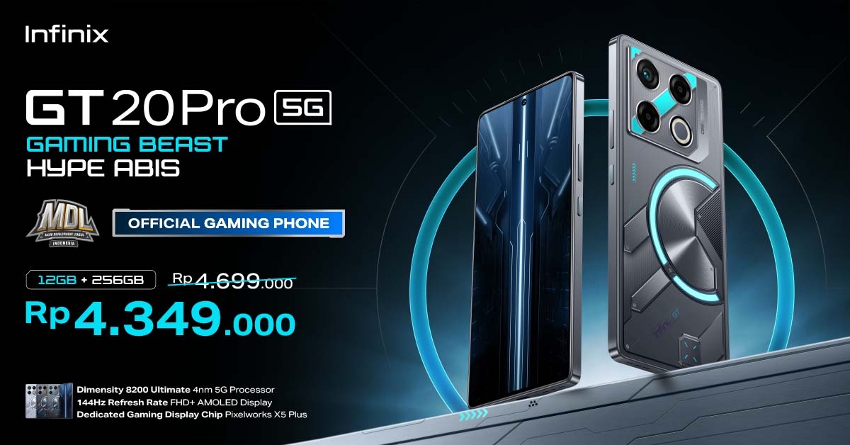 Infinix GT 20 Pro 5G Resmi Meluncur di Indonesia, Punya Performa Gaming Kelas Turnamen!