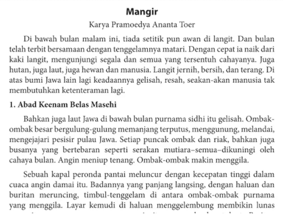 Kunci Jawaban Bahasa Indonesia Kelas 12 Halaman 51 Telaah Kutipan Novel Mangir Karya Pramoedya Ananta Toer