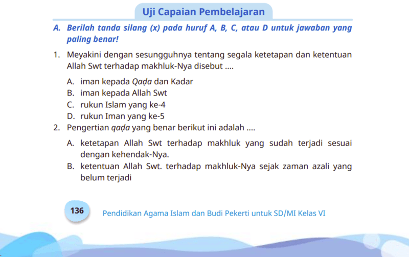 Kunci Jawaban PAI Kelas 6 Halaman 136-138 Kurikulum Merdeka Bab 7