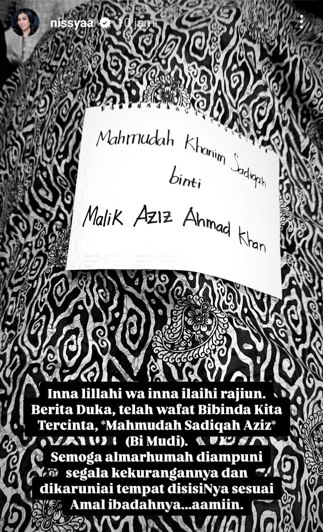 Istri Piet Pagau Meninggal Dunia, Masih Satu Keluarga dengan Raffi Ahmad