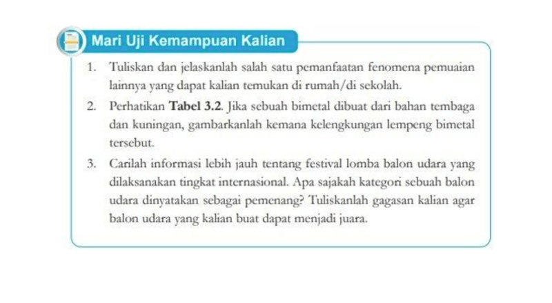 Kunci Jawaban IPA Kelas 7 Halaman 105 Kurikulum Merdeka: Pemuaian, Suhu, dan Kalor