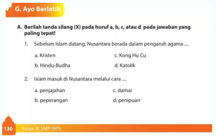 Kunci Jawaban PAI dan BP Kelas 9 SMP/MTs Halaman 130-132