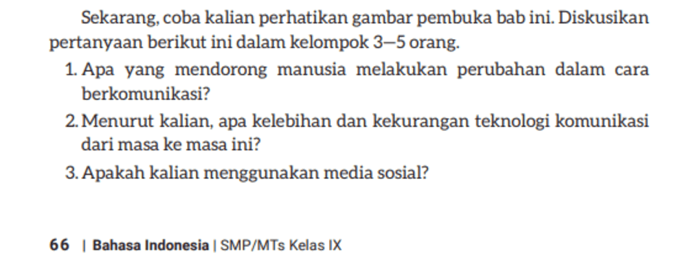 Kunci Jawaban Bahasa Indonesia Kelas 9 Halaman 66: Pemahaman tentang Komunikasi dan Media Sosial