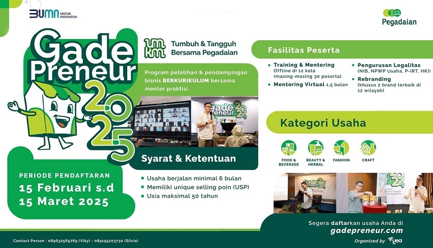 Calon Pebisnis Sukses Mari Merapat, Pegadaian GadePreneur 2025 Resmi Dibuka