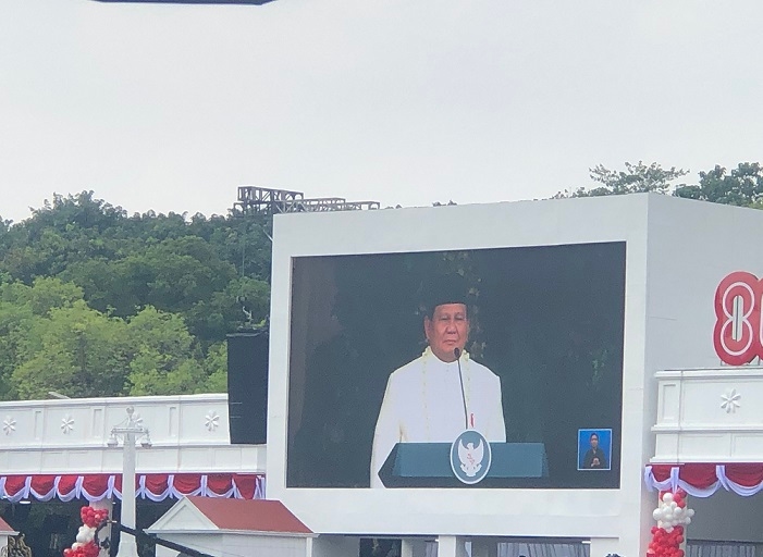 Momen Dentuman Meriam dan Sirine Iringi Pembacaan Teks Proklamasi Oleh Presiden Prabowo di Istana Merdeka