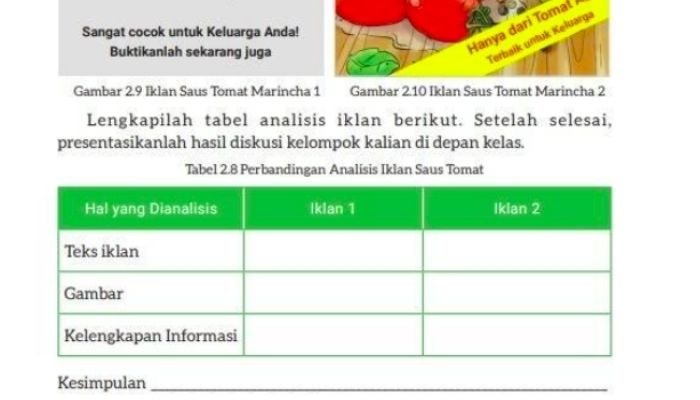 Kunci Jawaban Bahasa Indonesia Kelas 8 Halaman 54 Lengkap: Perbandingan Analisis Iklan
