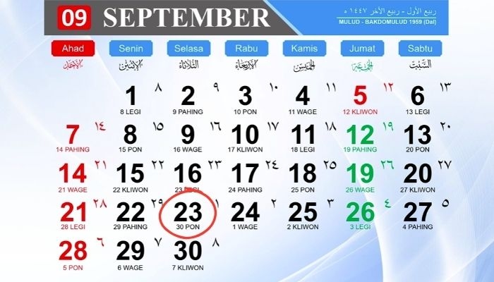 Kalender Jawa 23 September 2025: Ungkap Watak Weton Selasa Pon dan Hari Baik