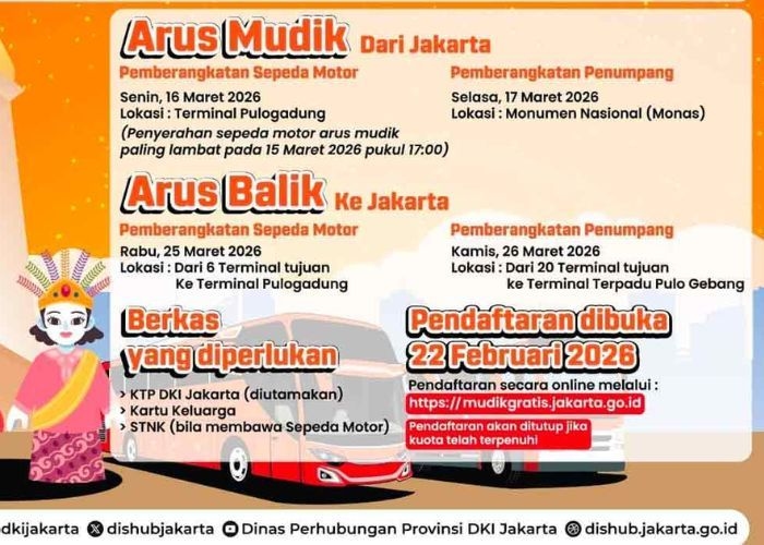Mudik Gratis Pemprov DKI Jakarta 2026: Link Pendaftaran, Syarat, dan List Kota Tujuan Lengkap