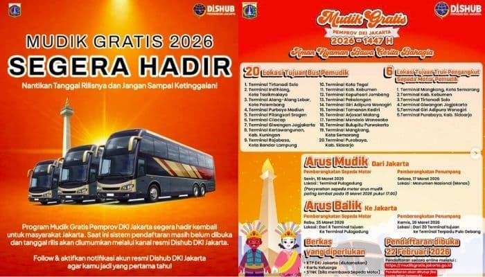 Kapan Mudik Gratis DKI Jakarta 2026 Dibuka? Ini Jadwal Pendaftaran, Link Resmi, dan Syaratnya